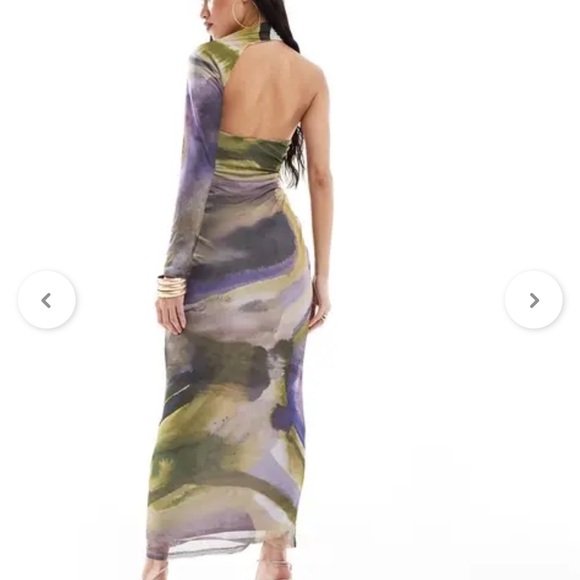 New Elegant One-Shoulder Multicolor ASOS Dress - Picture 5 of 10